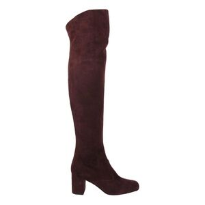 Saint Laurent Burgundy Over-the-Knee Suede Boots